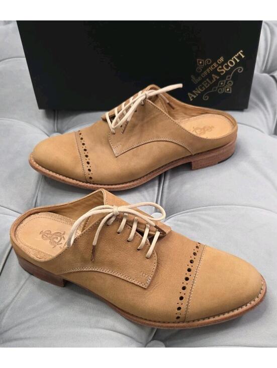 The Office Of Angela Scott Shoes - The Office Of Angela Scott Mr Evans Brown Suede Wingtip Mule Womens Shoes 37 7